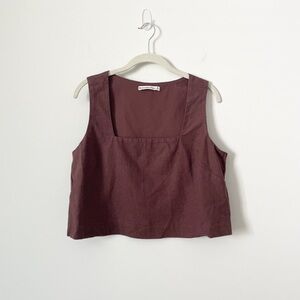 NWOT Abercrombie and Fitch Mocha Linen Top